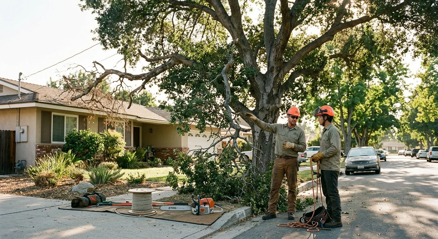 Overgrown brush and dead vegetation crowding a dry Thousand Oaks backyard