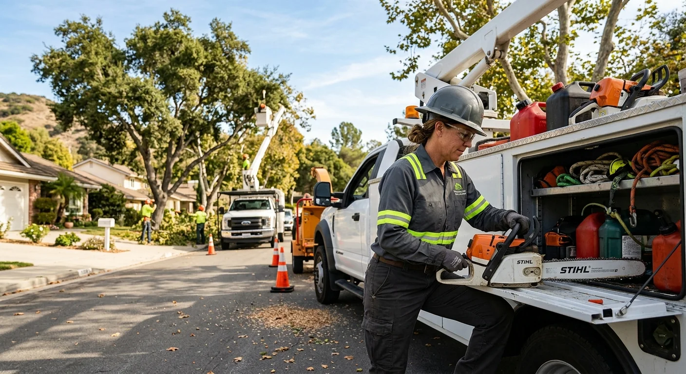 Thousand Oaks Tree Service technician reviewing Tree Service equipment in Thousand Oaks, CA