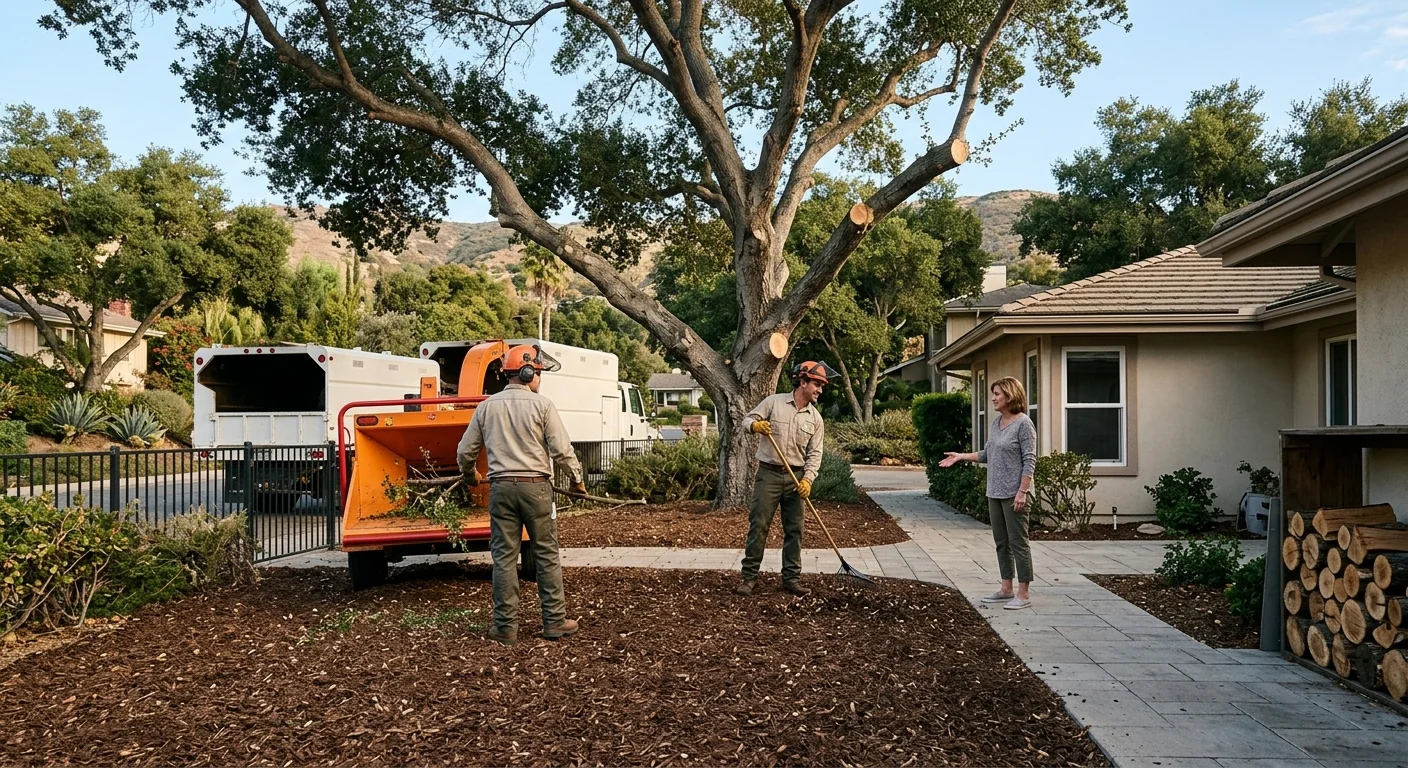 Cleaned-up yard in Thousand Oaks after storm damage tree cleanup