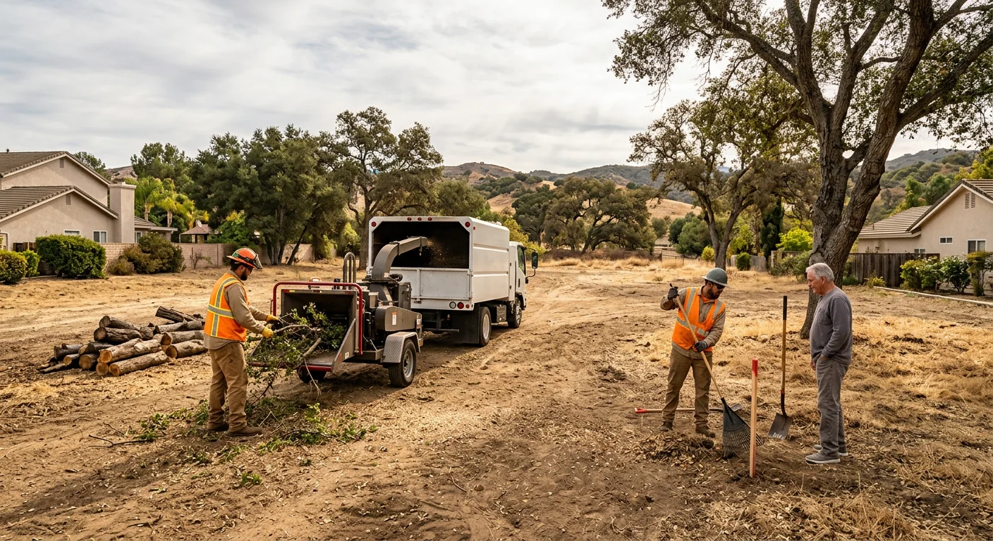 Wide view of a cleared residential lot ready for construction in Thousand Oaks