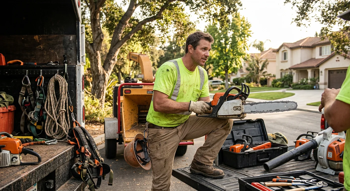 Thousand Oaks Tree Service technician reviewing Tree Service equipment in Thousand Oaks, CA