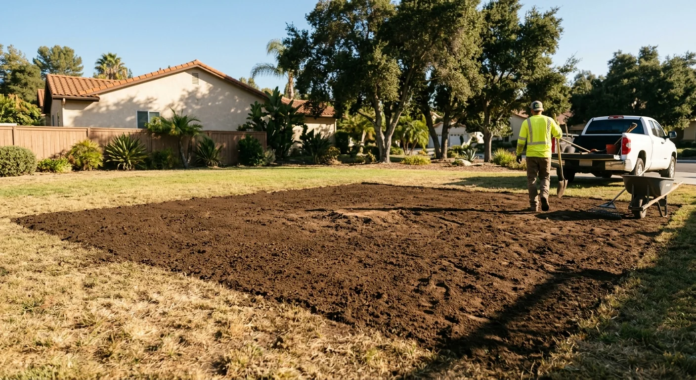 Finished level yard area after stump grinding and backfill in Thousand Oaks