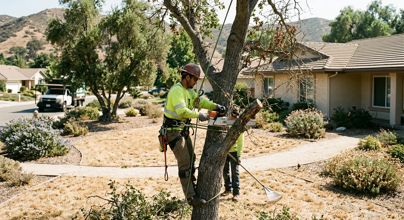Before context of a stressed tree showing sparse foliage and dieback