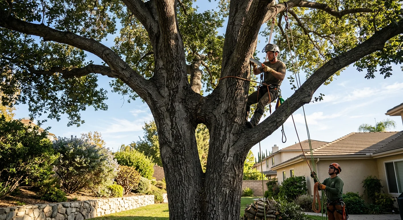 Co-dominant stems with included bark examined on a suburban shade tree