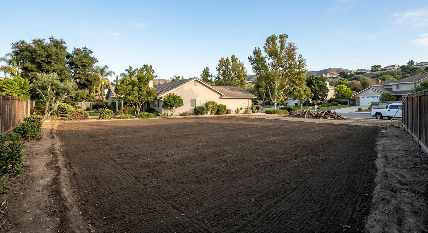 Cleared and leveled lot after brush removal ready for landscaping